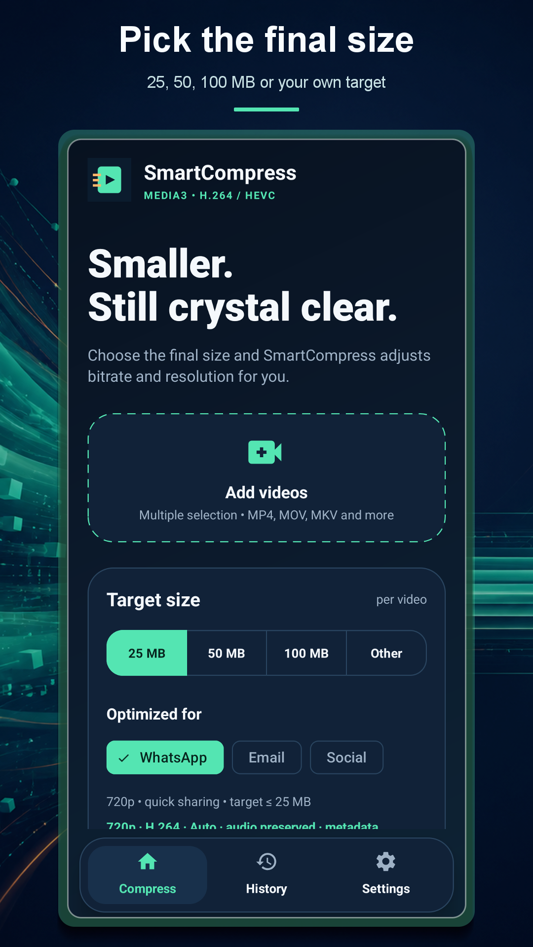 Target-size presets in SmartCompress